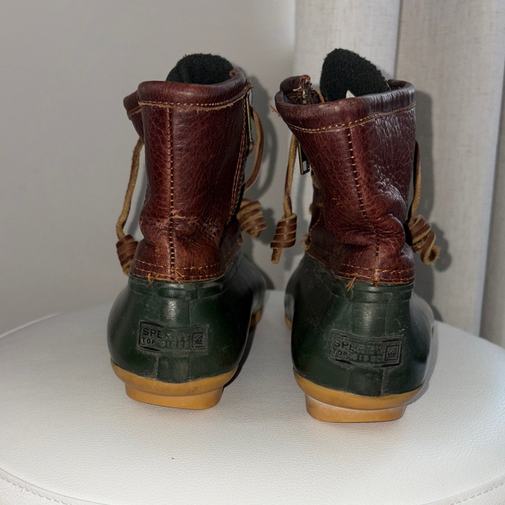 Sperry Women's Forest Green and Chestnut  Duck Boots - Picture 3 of 8